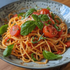 ペンタクルの5のカードから連想される食べ物　トマトとバジルのパスタ 